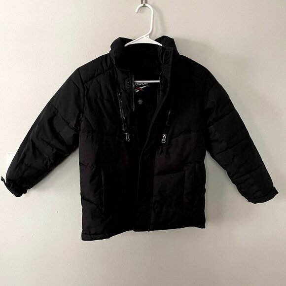 Reebok black puffer jacket pockets full zip comfortable warm winter coat - Picture 1 of 8